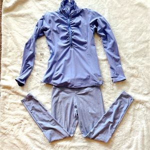 NEW BALANCE MATCHING HALF ZIP TOP & LEGGINGS - Lavender - Size medium